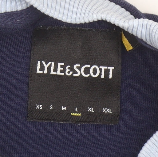 Lyle & Scott Men's Blue Crew Neck Cotton Striped Pullover Sweatshirt Size L