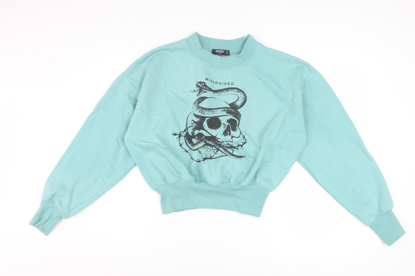 Missguided Women’s Blue Tall Skull Snake Graphic Pullover Sweatshirt UK 12