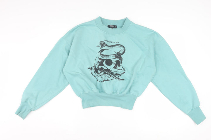 Missguided Women’s Blue Tall Skull Snake Graphic Pullover Sweatshirt UK 12