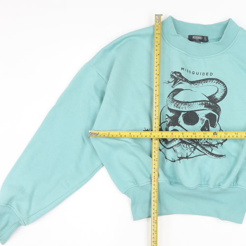 Missguided Women’s Blue Tall Skull Snake Graphic Pullover Sweatshirt UK 12