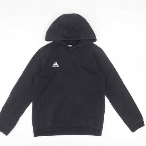 Adidas Boys Black Pullover Hoodie 11-12 Years Hooded Sweatshirt