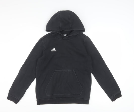 Adidas Boys Black Pullover Hoodie 11-12 Years Hooded Sweatshirt