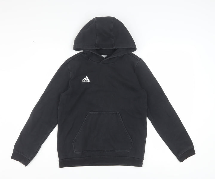Adidas Boys Black Pullover Hoodie 11-12 Years Hooded Sweatshirt