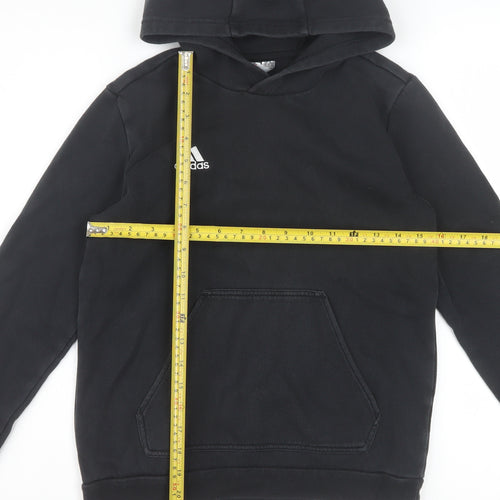 Adidas Boys Black Pullover Hoodie 11-12 Years Hooded Sweatshirt