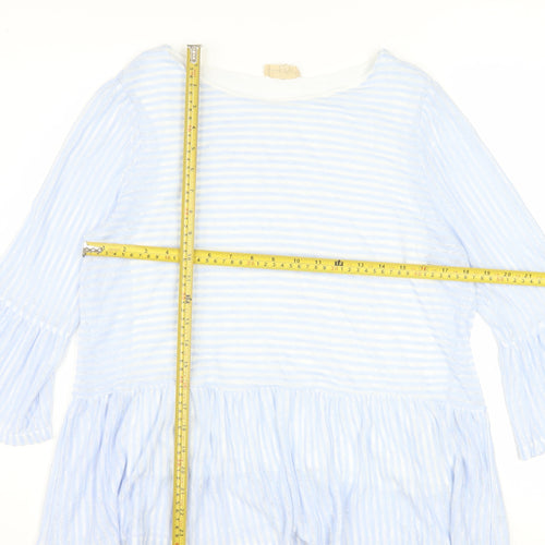 Phase Eight Women's Blue Striped Tunic Blouse UK 14 3/4 Bell Sleeve