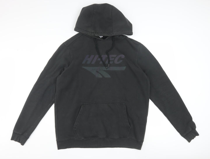 Hi-Tec Men's Black Pullover Hoodie L Graphic Hooded Sweatshirt