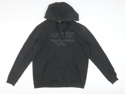 Hi-Tec Men's Black Pullover Hoodie L Graphic Hooded Sweatshirt
