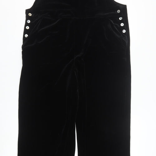 MATCH Women's Black Velvet Dungaree Jumpsuit Size L Polyester Blend
