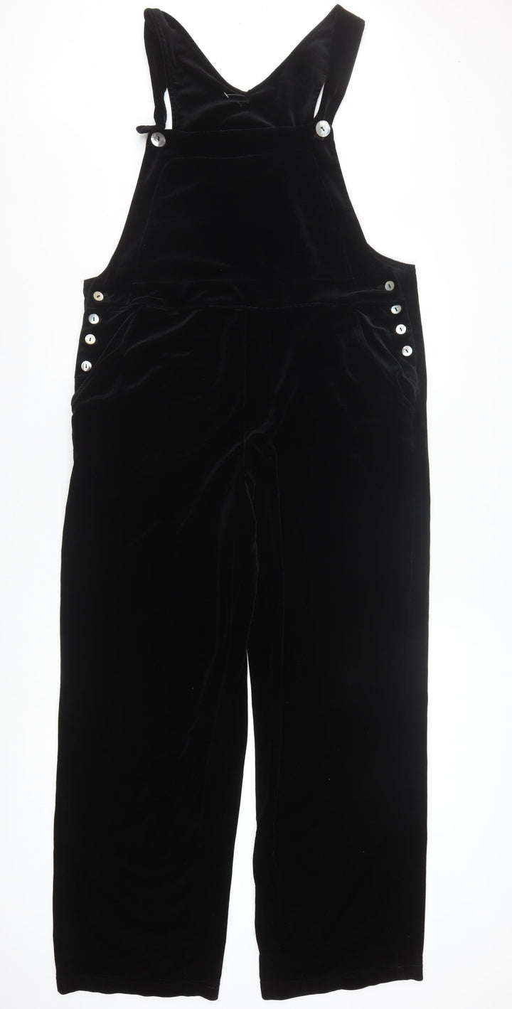 MATCH Women's Black Velvet Dungaree Jumpsuit Size L Polyester Blend
