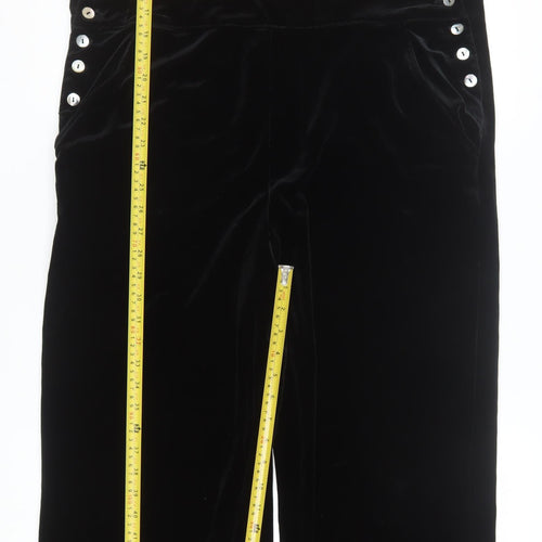 MATCH Women's Black Velvet Dungaree Jumpsuit Size L Polyester Blend