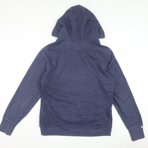 Superdry Women Blue L Pullover Hoodie with Logo Print