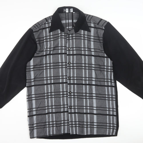 Noir Paris Women’s Black Check Button-Up Long Sleeve Shirt Size 4