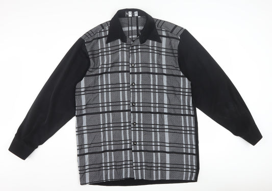Noir Paris Women’s Black Check Button-Up Long Sleeve Shirt Size 4