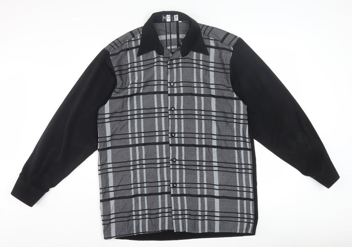 Noir Paris Women’s Black Check Button-Up Long Sleeve Shirt Size 4