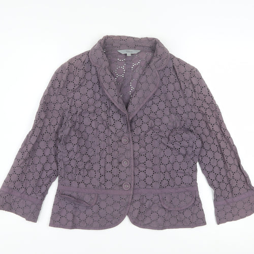 Marks and Spencer Womens Purple Cotton Lace Blazer UK 14