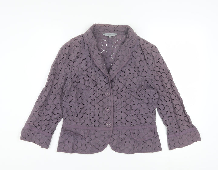 Marks and Spencer Womens Purple Cotton Lace Blazer UK 14