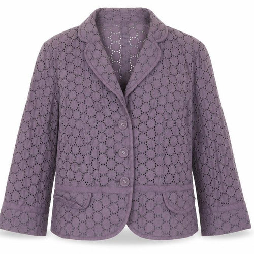 Marks and Spencer Womens Purple Cotton Lace Blazer UK 14