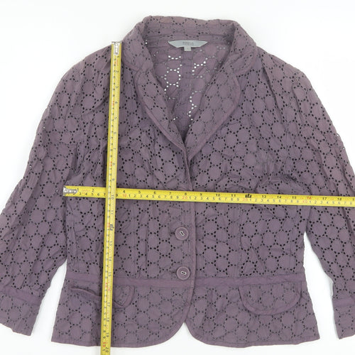 Marks and Spencer Womens Purple Cotton Lace Blazer UK 14