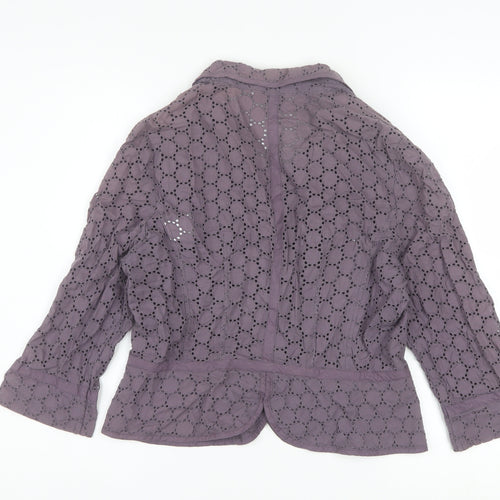 Marks and Spencer Womens Purple Cotton Lace Blazer UK 14