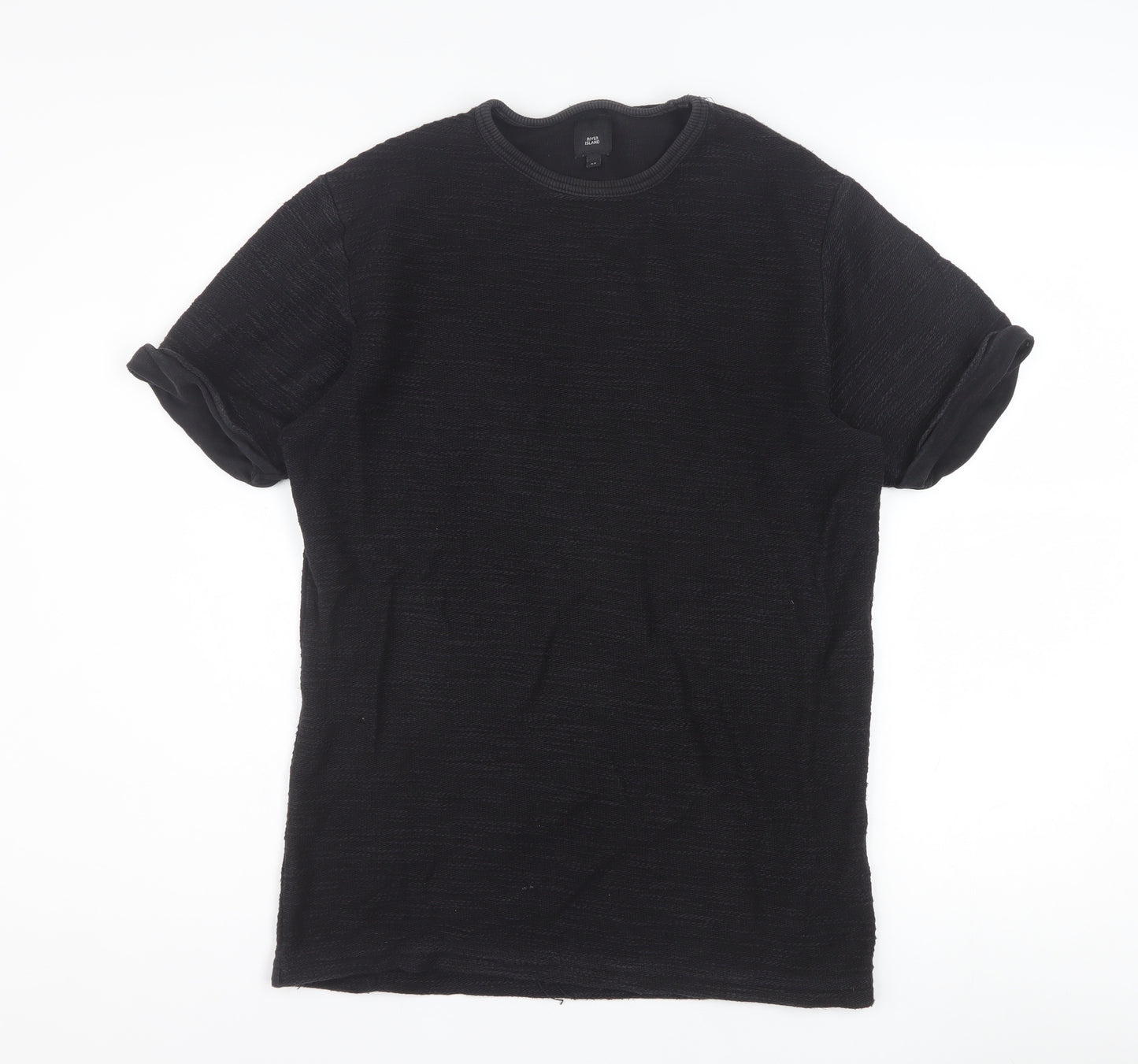 River Island Men's Black XS Cotton Crew Neck Short Sleeve T-Shirt
