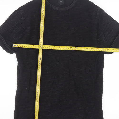 River Island Men's Black XS Cotton Crew Neck Short Sleeve T-Shirt