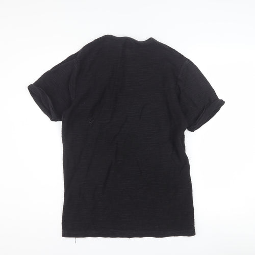 River Island Men's Black XS Cotton Crew Neck Short Sleeve T-Shirt