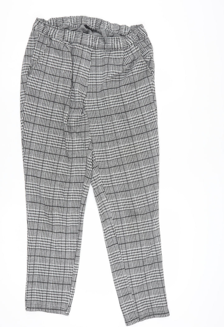 Esmara Women's Grey Check Tapered Trousers Size 12-14