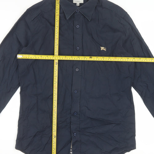 Burberry London Men's Blue Long Sleeve Formal Cotton Blend Shirt L