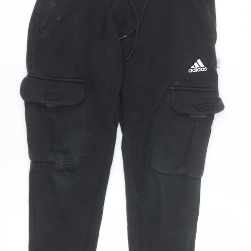 Adidas Men's Black Cargo Jogger Trousers Size S Regular Fit