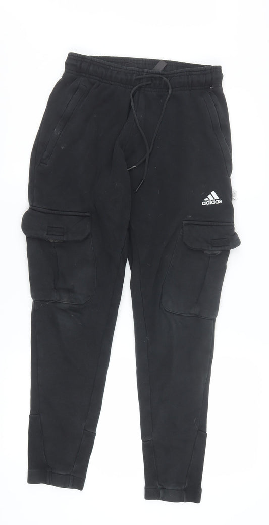 Adidas Men's Black Cargo Jogger Trousers Size S Regular Fit