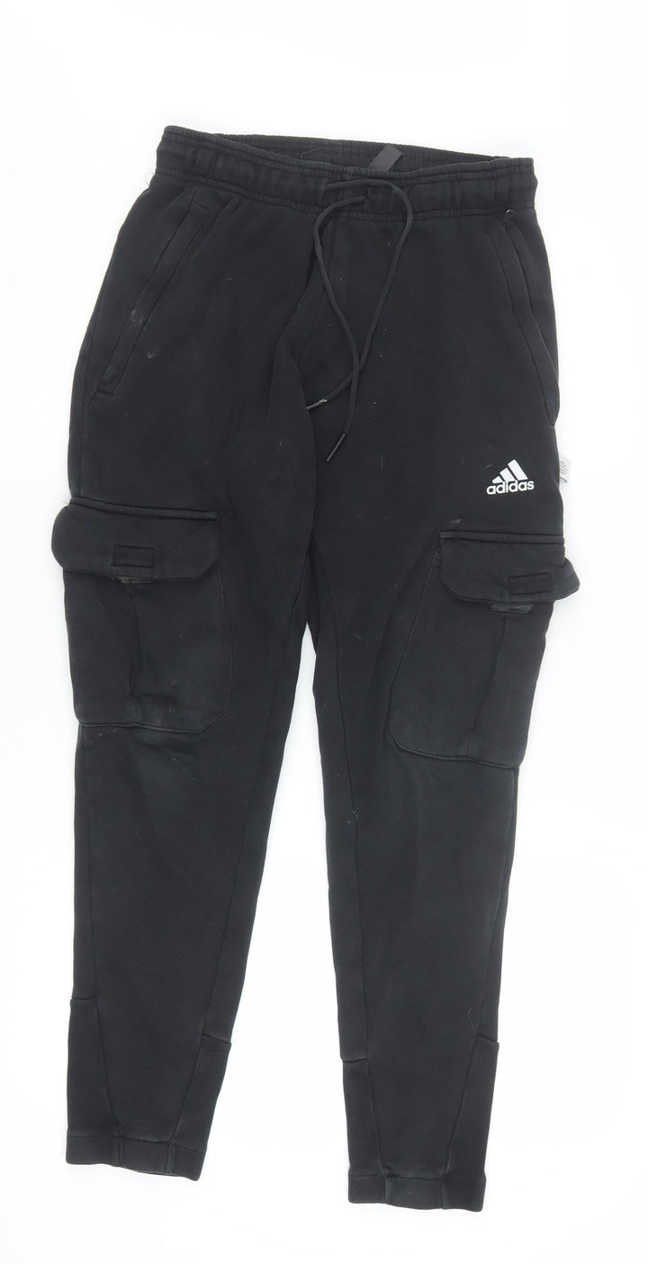 Adidas Men's Black Cargo Jogger Trousers Size S Regular Fit