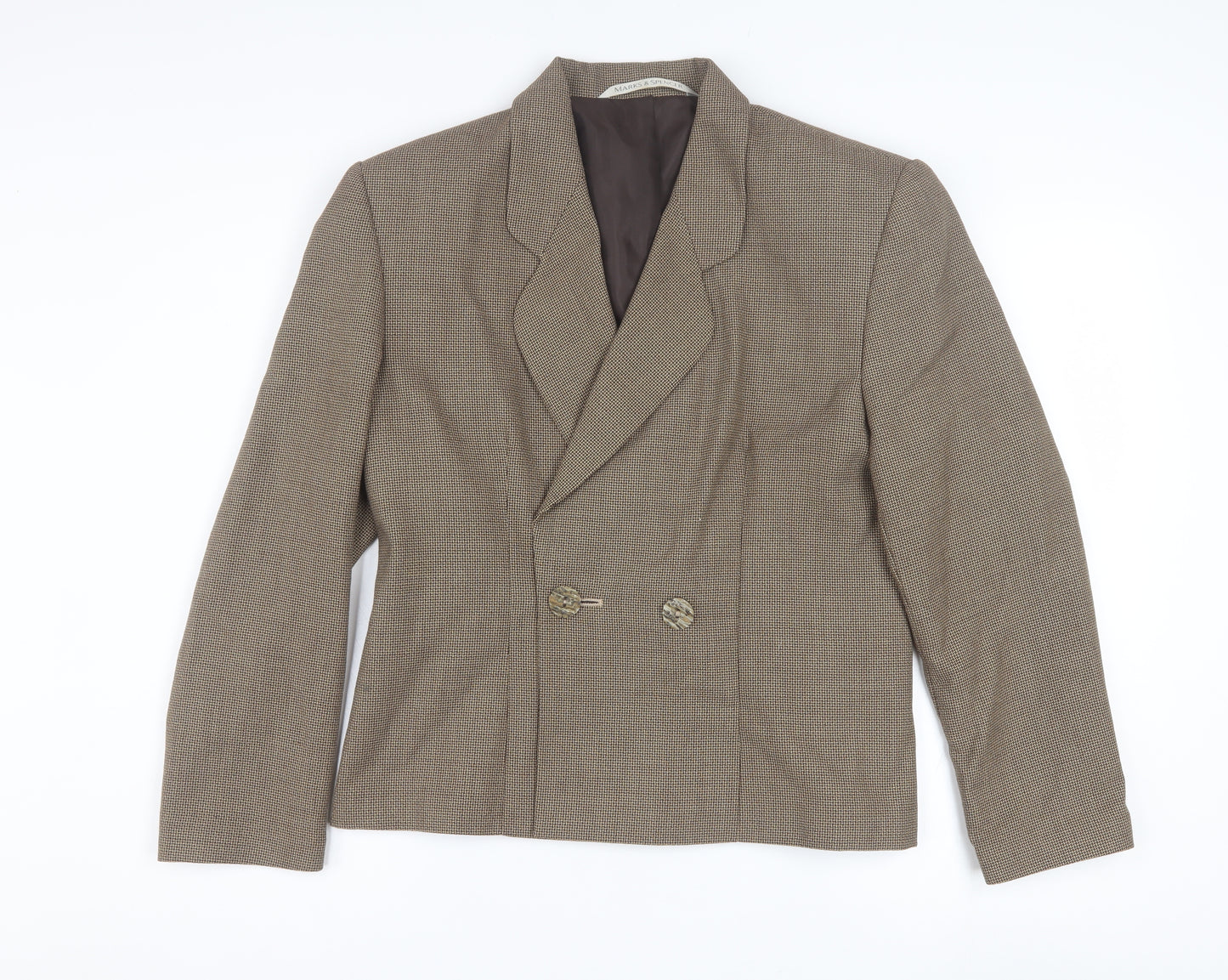 Marks and Spencer Women’s Brown Checked Blazer UK 14 Classic Workwear