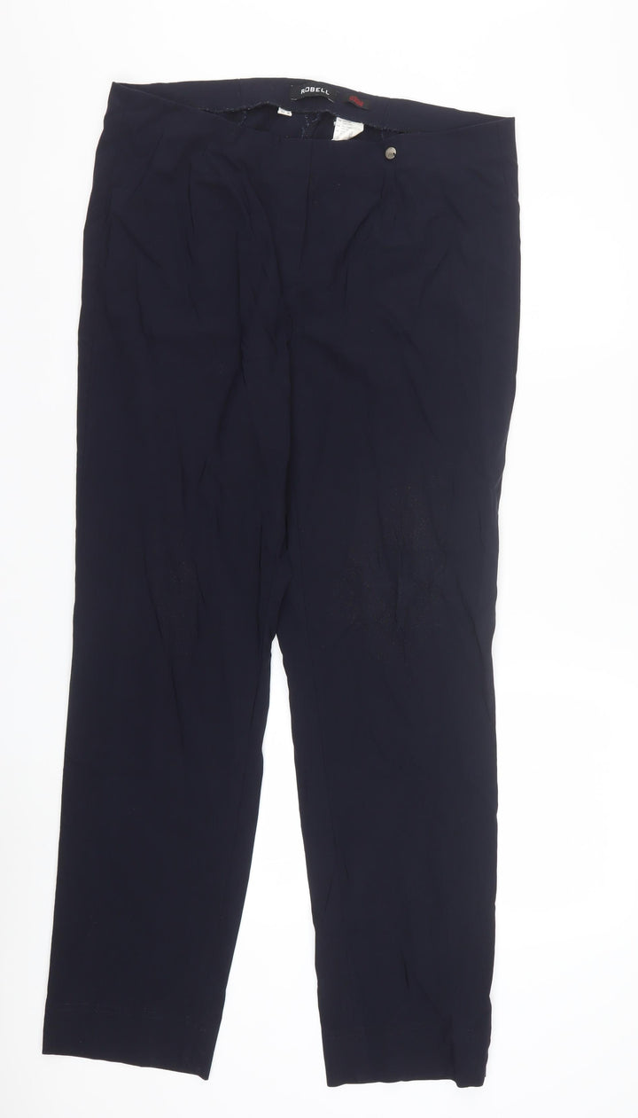 Robell Womens Blue Stretch Straight Leg Trousers Size 18