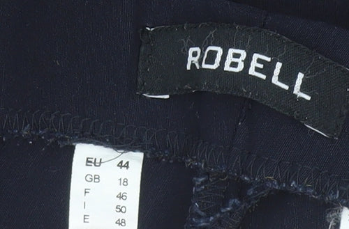 Robell Womens Blue Stretch Straight Leg Trousers Size 18