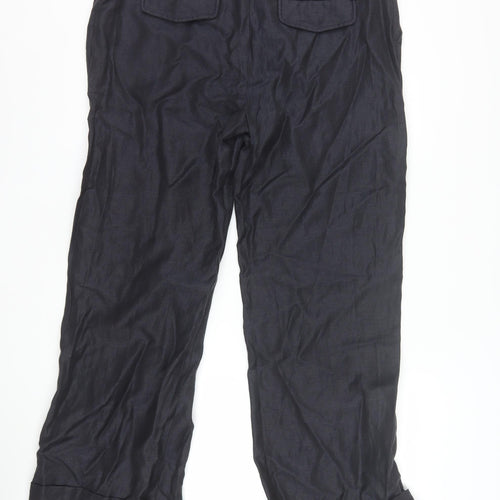 Boden Women Black Linen Wool Straight Trousers Size 16R