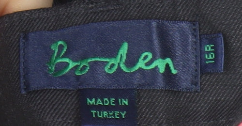 Boden Women Black Linen Wool Straight Trousers Size 16R