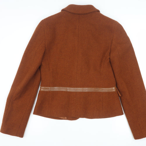 Henry Cotton's Women's Brown Wool Tweed Blazer Size 12 Classic Short