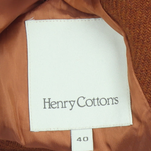 Henry Cotton's Women's Brown Wool Tweed Blazer Size 12 Classic Short