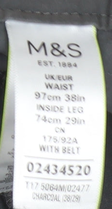 Marks and Spencer Mens Grey Cargo Trousers 38W 29L Cotton Blend