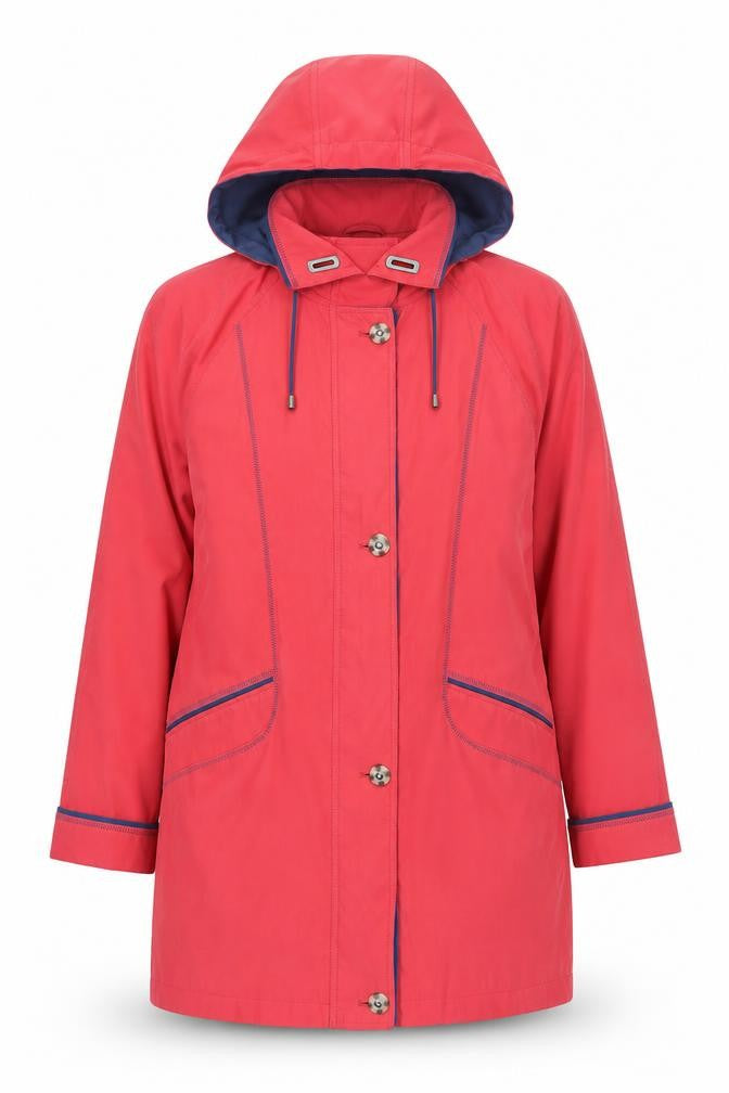 Astraka Sportline Women's Red Hooded Mid-Length Jacket Size S