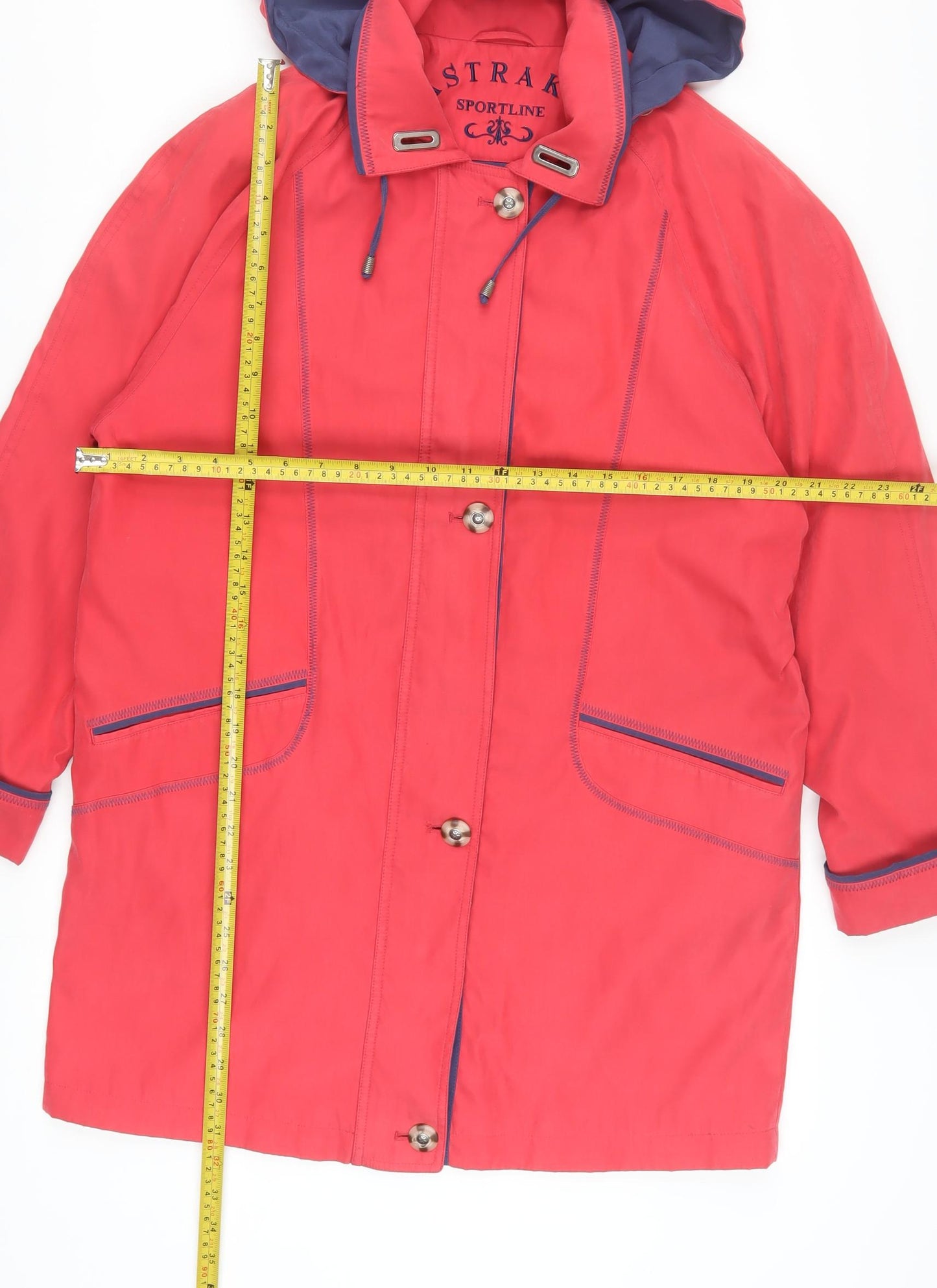Astraka Sportline Women's Red Hooded Mid-Length Jacket Size S