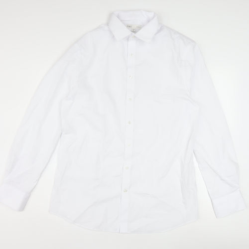 Marks and Spencer Men's White Slim Fit Long Sleeve Dress Shirt 16in Collar