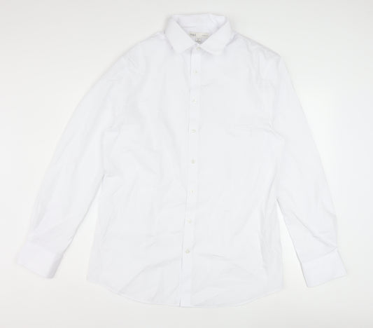 Marks and Spencer Men's White Slim Fit Long Sleeve Dress Shirt 16in Collar
