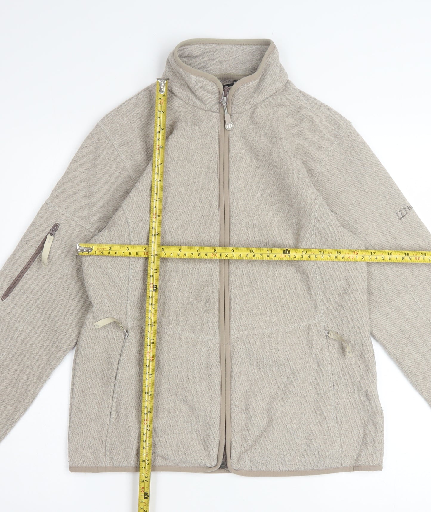 Berghaus Women's Beige Fleece Jacket Size 12 Full Zip Outdoor Coat
