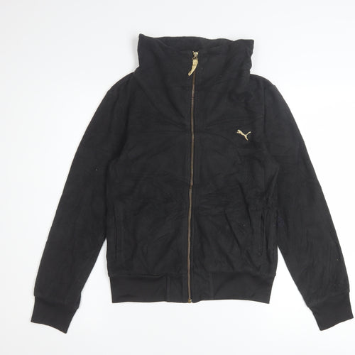 Puma Womens Black XS Full Zip Hoodie Lightweight Casual Sweatshirt