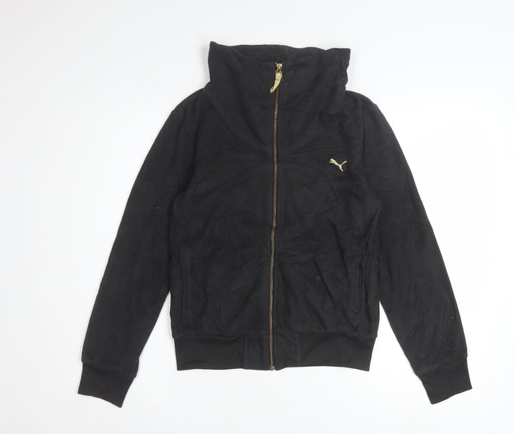 Puma Womens Black XS Full Zip Hoodie Lightweight Casual Sweatshirt
