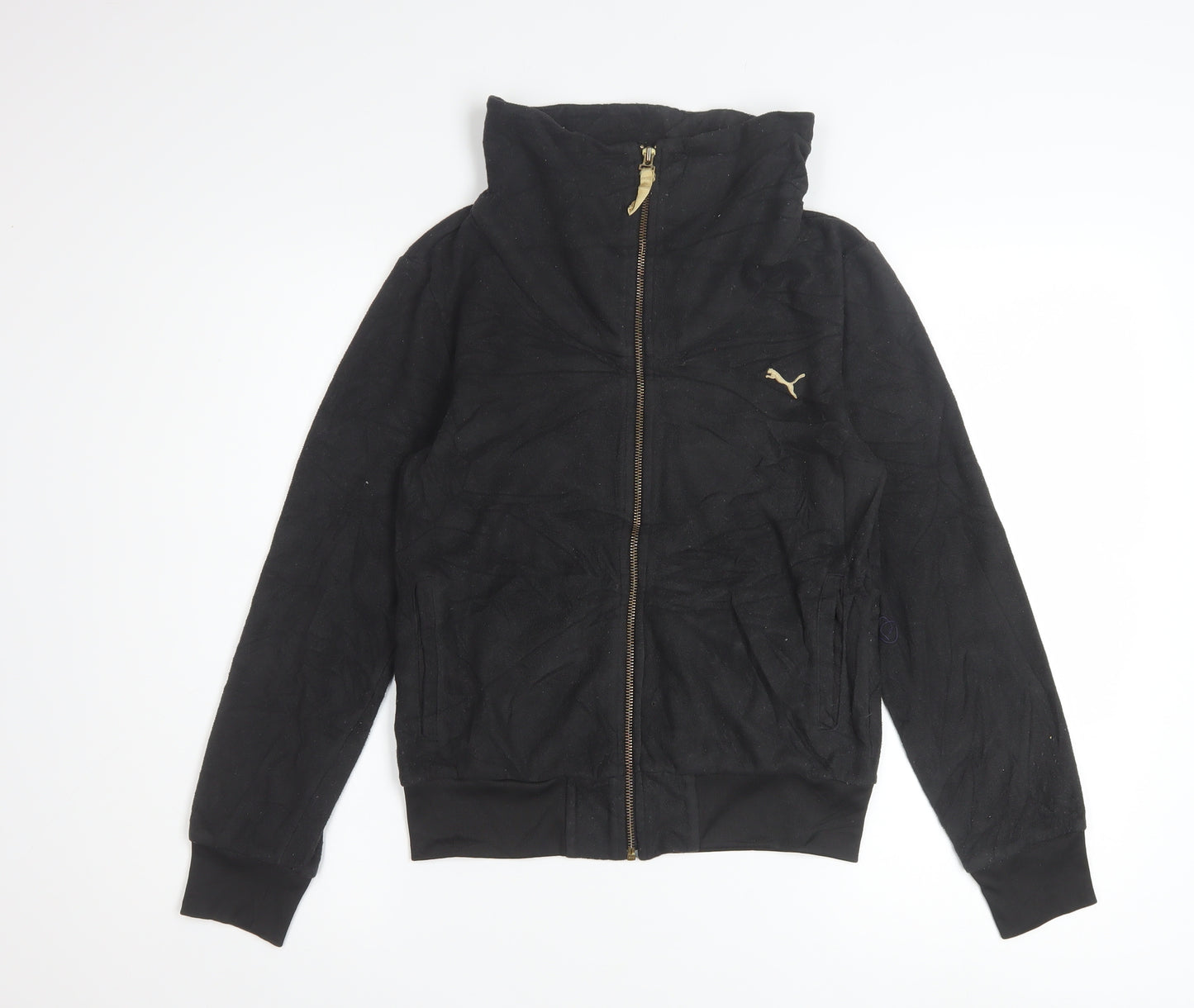 Puma Womens Black XS Full Zip Hoodie Lightweight Casual Sweatshirt