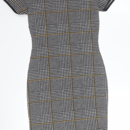 Select Women's Grey Check Bodycon Dress Size 6 Short Sleeve