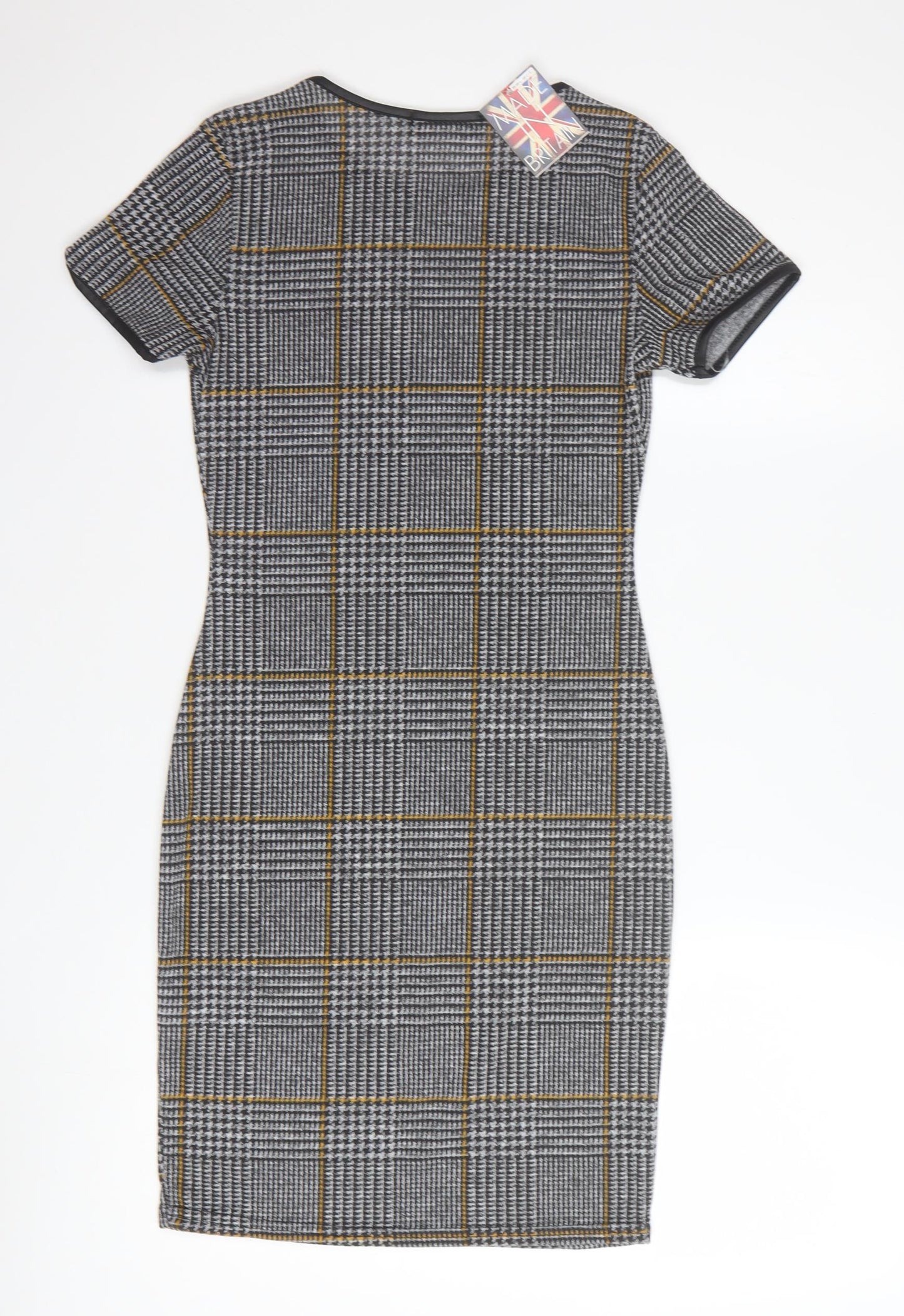 Select Women's Grey Check Bodycon Dress Size 6 Short Sleeve