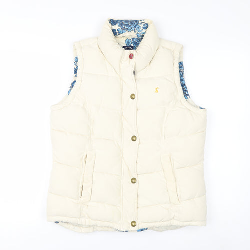 Joules Women's Ivory Puffer Waistcoat Size 12 Quilted Gilet
